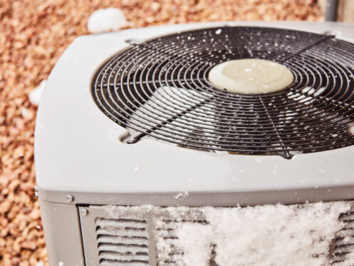 heat pump in the snow